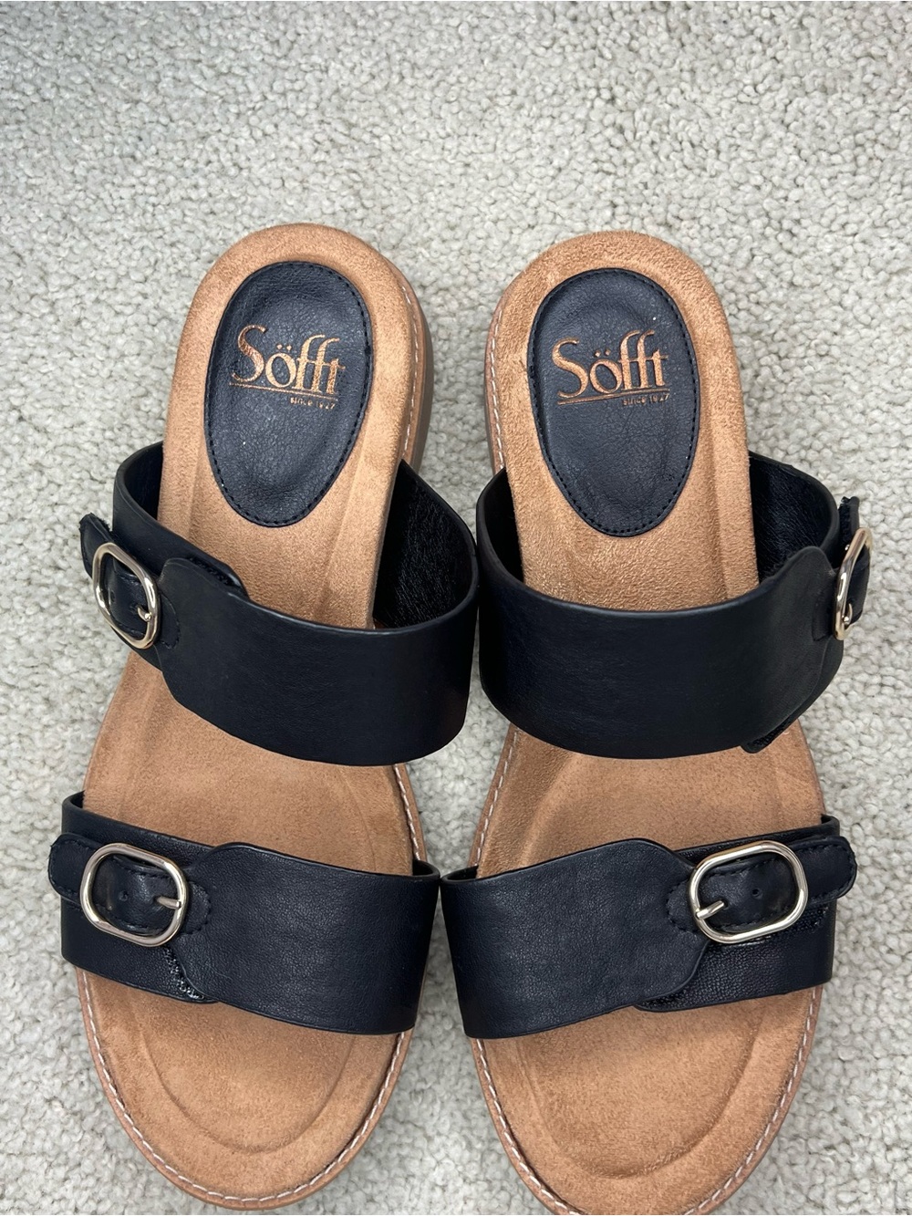Sofft Black Double Strap Slide Sandal women’s size 9